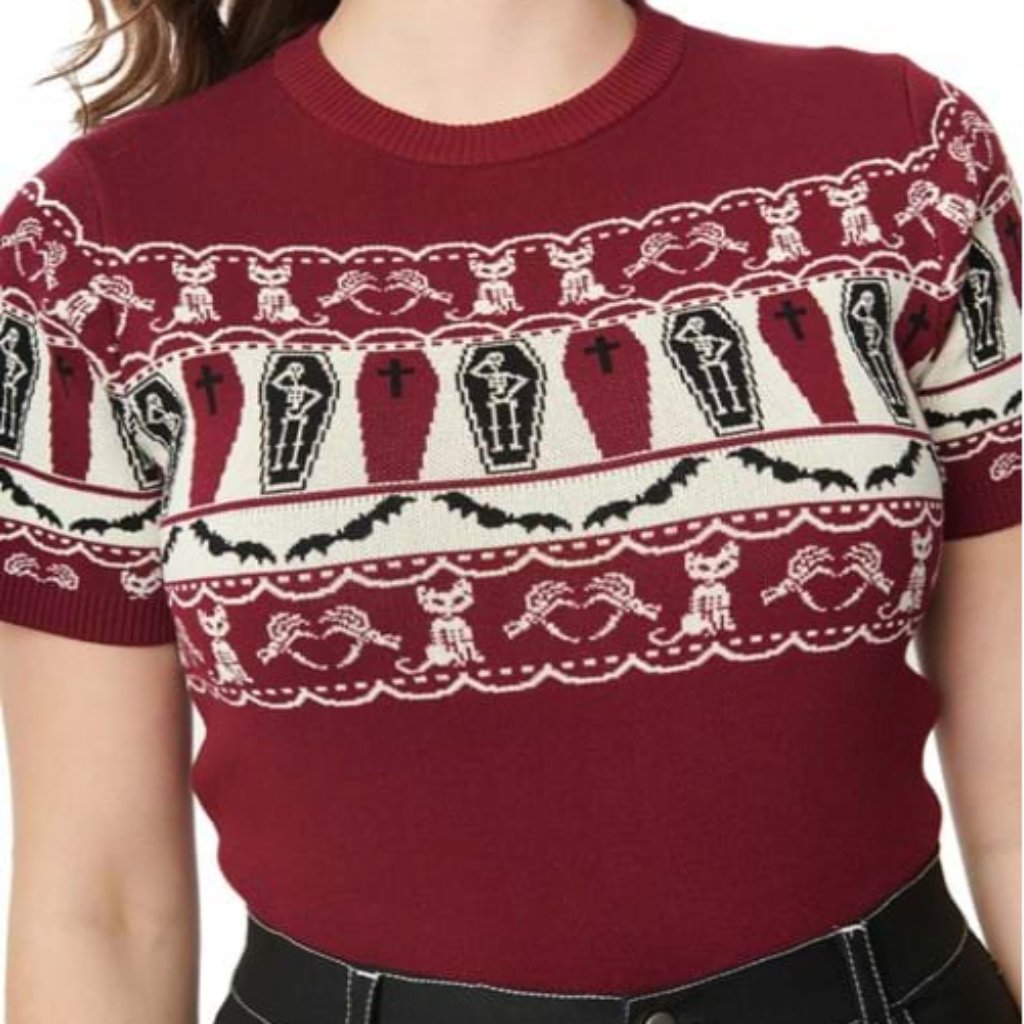 Unique Vintage Fair Isle Coffin Knit Sweater